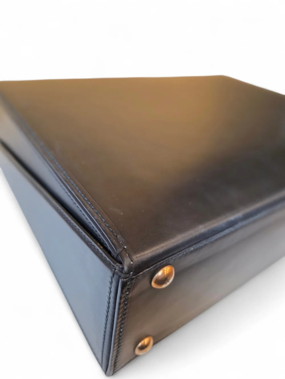 GUCCI Vintage Briefcase Classic Black Leather Sleek Trunk Business Bag Unisex - Picture 6 of 12